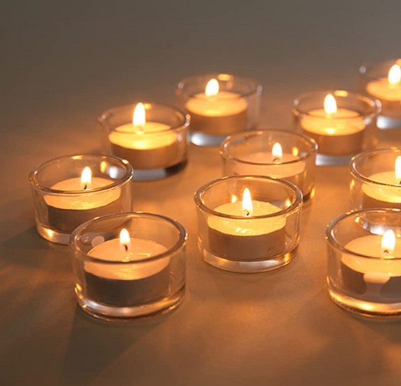 Clear Tealight Candle Holders -  Round Glass Candle Holder