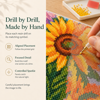 Kit de Peinture Diamant Carré KS Craft Fille Tournesol Portrait Floral, Perles Spéciales, Art Diamant DIY, Décoration Maison, Cadeau
