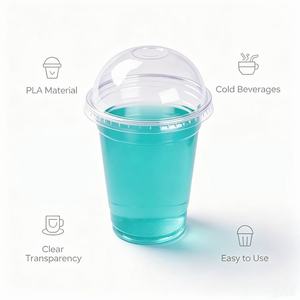 Custom Logo Cold <b>Drink</b> <b>Cups</b> Transparent Disposable <b>Plastic</b> <b>Cups</b> With Lids For Café, Picnic And Cold Beverage Service - Product Image 1