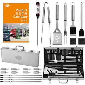 Nhiệt kế trong trường hợp thép không gỉ nướng công cụ thiết lập cho sân sau cắm trại ngoài trời 23 cái phải có BBQ nướng phụ kiện thiết lập - Product Image 1