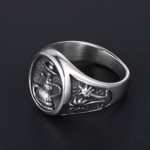 Men's Anchor <b>Ring</b> <b>Titanium</b> Steel Geometric Design Gift Jewelry SA990 - Product Image 4