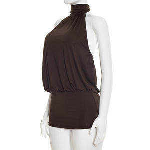 Viviblook J26DS023 Nouvelle Robe Mini Moulante de Soirée pour Femme, Couleur Unie, Sans Manches, Dos Nu à Lacets - Product Image 2