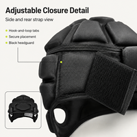 Casque de rugby pour adulte en mousse EVA rembourrée, noir, 82% polyester, 18% élasthanne, équipement de protection sportive, masque facial non inclus
