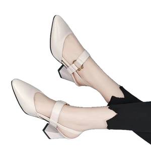 Sandales à talons hauts en cuir verni pour femme, printemps et été, avec nœud, bout pointu, talon fin et décolleté. - Product Image 1