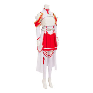 Costume de <span class=keywords><strong>cosplay</strong></span> Yuuki <span class=keywords><strong>Asuna</strong></span> d'Anime Sword Art Online, perruque, collier, uniforme féminin, robe, tenue de combat SAO, polyester, Halloween - Product Image 4