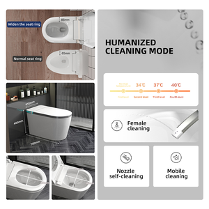 Venta superior Asiento grande en forma de U Montado en el suelo Artículos sanitarios inteligentes Barato Automtiac Cerámica WC Baño Inodoro inteligente Inodoro - Product Image 3