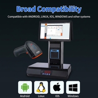 TAD20BG 2D Kabelloser Barcode-Scanner mit Ständer USB Auto-Sensing QR-Code-Leser für Logistik, Supermarkt & Inventur