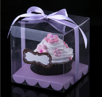 Boîte d'emballage en plastique transparente, boîtes à gâteaux avec ruban, pour emballage de pâtisserie, de couleur or ou argent, 50 unités