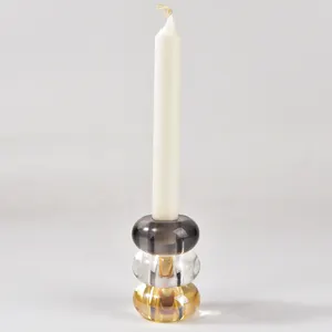 Wedding Decoration Candelabra Solid Glass Pillar CandleStick Holders Crystal Glass Candle Holder