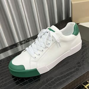 Sneakers en cuir véritable de luxe, chaussures décontractées à blocs de couleurs pour hommes et femmes - Product Image 4