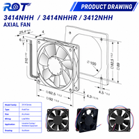 Original 3414NHH DC Axialer Kompaktlüfter 24V 3,2W 3250U/min 92x92x25mm Kugellager Industrieller Schrankkühlungs-Ersatzlüfter