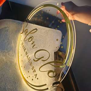 Beauty Salon Signage Enseigne Lumineuse Led Interior Business logo Gold Mirror Backlit Led <b>Acrylic</b> <b>Letters</b> Illuminated Sign - Product Image 6