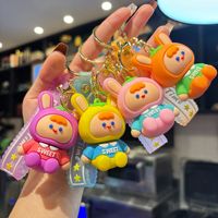 Nouveau porte-clés lapin sucré, pendentif de sac en PVC exquis et mignon, accessoires de sac, cadeau pour couple, breloque de porte-clés