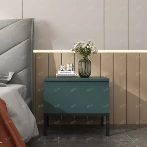 NOVA Venta de nuevos muebles de dormitorio de madera de lujo de moda verde oscuro mesita de noche con gabinete de almacenamiento mesita de noche
