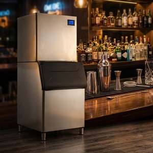 crescent ice maker with storage bin 160kg crescent cocktail crescent stainless steel crescent ice machine NES-160R-P - Product Image 1