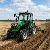 Tracteur agricole 70 CV 4x4 avec cabine fermée, diesel, avec chargeur frontal en option, rotoculteur, double embrayage