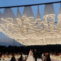 Voile de plafond lumineux en tissu pour mariage, bande lumineuse en tulle transparent, blanc chaud, pour décoration de mariage et de fête d'anniversaire