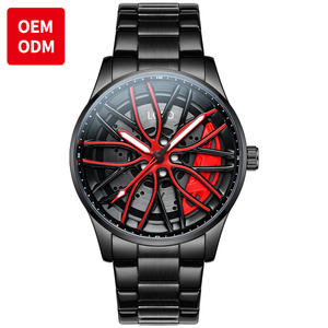 Reloj Personalizado OEM 9937 con Logotipo para Hombre, Relojes de Lujo Negros con Esqueleto, Reloj de Pulsera para Hombre con Diseño 3D de Volante, Reloj Deportivo de Cuarzo con Bisel de Coche - Product Image 1