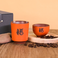 Tasse à café expresso en céramique mate émaillée en argile Zisha violette de 6 oz avec logo Fu, couleur personnalisée, sans anse, pour café Arabica