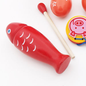 Juego de Instrumentos de Percusión Orff de Madera con Animales Adorables, Maraca, Castañuela, Pandereta, Agitador de Mano de Madera con Forma de Pez, Material Didáctico - Product Image 4