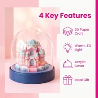 Lampe LED 5V à économie d'énergie en papier 3D sculpté à la main, motif château, avec couvercle anti-poussière en acrylique transparent, compatible ODM, respectueuse de l'environnement