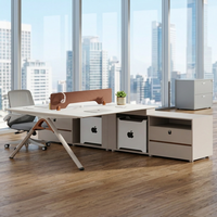 Poste de travail en îlot de bureau, bureau informatique moderne en L, station de travail avec cloison pour employés, ensemble de mobilier de table, vente en gros