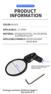 Mới đến thép không gỉ xe đạp bên gương sửa đổi phổ quát xe máy Gương xem phía sau - Product Image 6