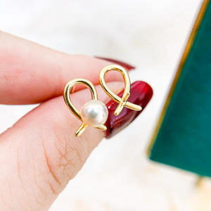 Boucles d'oreilles en argent S925 DIY avec perles en forme de croix et perles rondes de 3 à 6 mm, boucles d'oreilles à clous tendance 2019 - Product Image 1