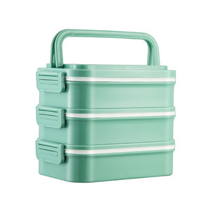 Qijia Multi Layer <b>Insulated</b> <b>Lunch</b> <b>Box</b> With Handle Portable Sealed For Students And Adults Rectangle Solid Color Plastic Lid - Product Image 5