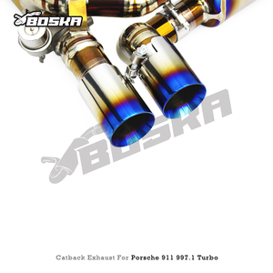 Échappement Catback de Luxe Personnalisé pour Porsche 911 997.1 Turbo 3.6T 2004-2007 Boska Racing en Titane Poli Miroir avec Valve - Product Image 6