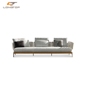 Ensemble <span class=keywords><strong>de</strong></span> canapé d'extérieur en corde tissée à la main pour hôtel Meubles d'extérieur en teck pour <span class=keywords><strong>jardin</strong></span>, terrasse, cour, coussin imperméable en bois massif - Product Image 6