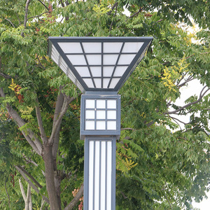 Outdoor Iron Garden <b>Light</b> Post <b>LED</b> Glass Shade 2700K Soft Warm White IP66 AC 220V <b>Motion</b> <b>Sensor</b> Non-Detachable Solar Powered - Product Image 6