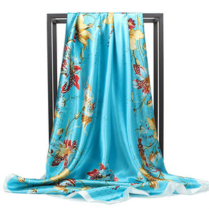 Écharpe longue en satin de soie à imprimé floral oriental orange doré pour femme, idéale comme foulard bohème et <span class=keywords><strong>ceinture</strong></span> de robe de plage - Product Image 6