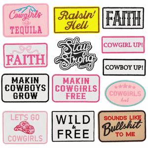 Patch brodé thermocollant rose 'Cowgirl' avec le message 'Faith Stay Strong' pour la décoration de chapeaux, vêtements et sacs - Product Image 2
