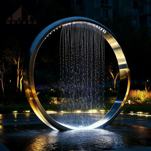 Sculpture moderne abstraite <span class=keywords><strong>en</strong></span> acier inoxydable <span class=keywords><strong>pour</strong></span> la décoration de villas et de parcs, <span class=keywords><strong>fontaine</strong></span> de jardin extérieure avec base <span class=keywords><strong>en</strong></span> <span class=keywords><strong>pierre</strong></span> noire polie - Product Image 5