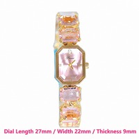 Montre-bracelet compacte rectangulaire en acier inoxydable pour femme, style bracelet, fournie par l'usine, mode, 24 heures, Thanksgiving, Nouvel An