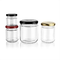 Vente en gros de pots en verre transparent de 380 ml avec couvercle en métal à vis, solution d'emballage haut de gamme pour le remplissage de sauces, de confitures, de miel et de cornichons