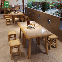 Bancs et tables en bois massif pour restaurants commerciaux, design traditionnel, écologiques, durables, non pliables, meubles pour salons de thé