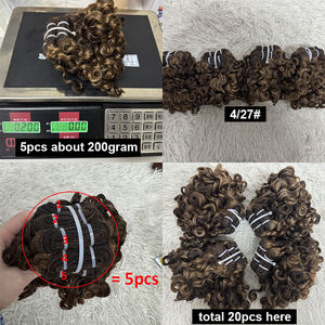 Letsfly Vente en gros de mèches de cheveux humains vierges, ondulées, avec mèches, 4/27 bouclées, 100% cheveux humains, 10 pouces, 20 pièces, 800 grammes disponibles, extensions de cheveux - Product Image 2