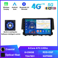 Radio para Auto Android con Ventilador de Enfriamiento, 8+256g, 5G WIFI, Car-play, BT 5.0, para Honda Civic 10ª Generación 2016-2021, Sistema Multimedia GPS para Auto