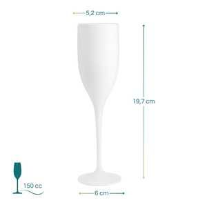 Copas de champán de plástico reutilizables blancas de 150 ml, juego de 6 - Product Image 2