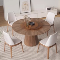 Massivholz-Rundtisch Mitte des Jahrhunderts modern Heim gehärtetes Glas Plattenspieler Walnuss-Furnier Esstisch