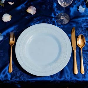 Plato de cerámica azul con relieve, estilo europeo, moderno, minimalista, de lujo, para cena, vajilla, plato para boda, plato base - Product Image 2