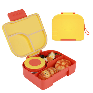 Boîte à lunch bento pour enfants avec bol en acier inoxydable pour soupe, boîte à lunch mignonne en forme d'éléphant avec 4 compartiments, thermos alimentaire - Product Image 2