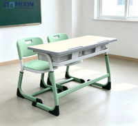 Bureau et chaise double pour étudiants en gros, mobilier scolaire personnalisable pour les élèves du primaire et du secondaire
