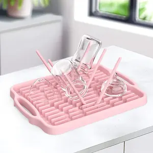 Travel Baby Bottle Drying Storage Racks With Tray Portable Bottle Drying Rack For Baby Silicone Baby Bottle Drying Rack Holder
