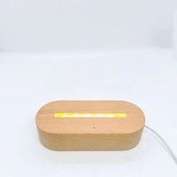 Veilleuse LED ovale en bois de hêtre massif et caoutchouc, design moderne et minimaliste, tactile, couleur et taille personnalisables, réutilisable pour la maison