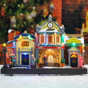 LED Musical Street <strong>House</strong> With Kid Moving Battery Operation Plastic Material <strong>Christmas</strong> <strong>Village</strong> <strong>Decoration</strong> - Product Image 1