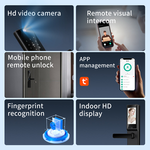 S819-2max kunci pintu Tuya cerdas, kunci pintu kayu kamera HD Wifi, pembaca kode kartu interkom sidik jari untuk kata sandi rumah - Product Image 4