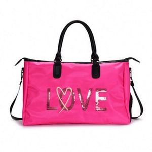 Sac de voyage court pour femme, motif lettres 'Love', sac de sport et de fitness, sac de week-end portable pour femme - Product Image 1